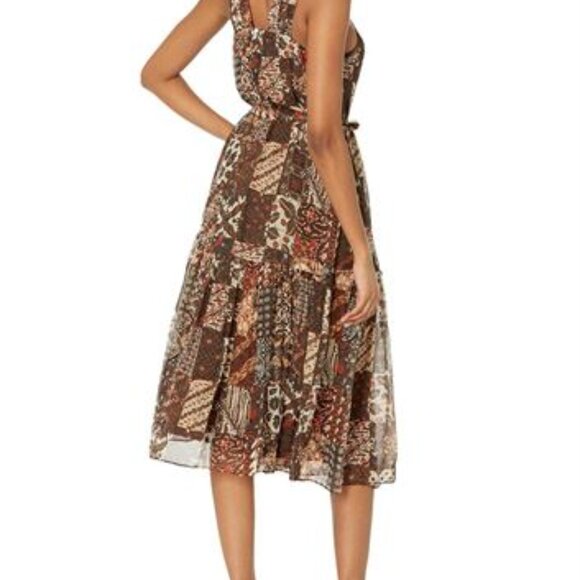 Joie Brown Floral Halter Midi Dress Women’s Size Large NWT Cocktail Party Dress - Picture 3 of 15